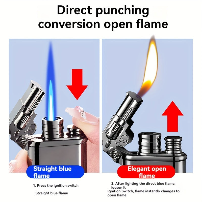 1pc, Dual-flame Creative Windproof Torch Lighter, Portable Lighter That Can Be Repeatedly Filled with Butane Gas, Retro Quartz Dial, Faucet, Eagle Head, Torch Lighter, Men's Gift, Gift Box Packaging (without Butane Gas)