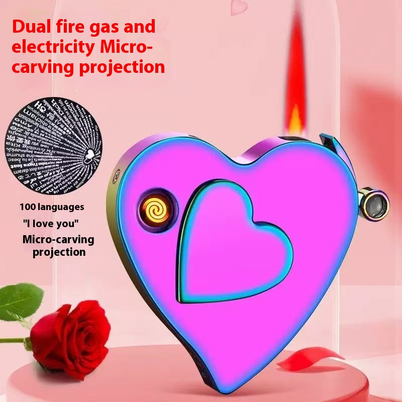 Heart Lighter 3-in-1: USB Rechargeable + LED Flashlight + Bottle Opener