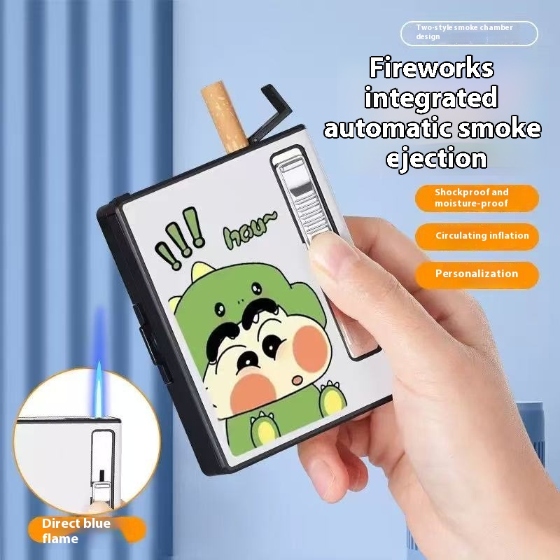 2-in-1 Cute Cartoon Rechargeable Cigarette Case with Lighter