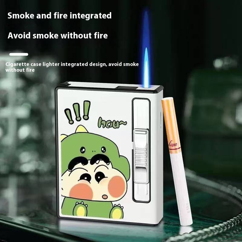 2-in-1 Cute Cartoon Rechargeable Cigarette Case with Lighter