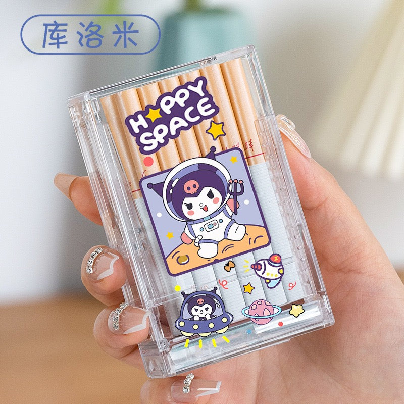 Cute cartoon-style rechargeable lighter and cigarette case combo, customizable with pictures.