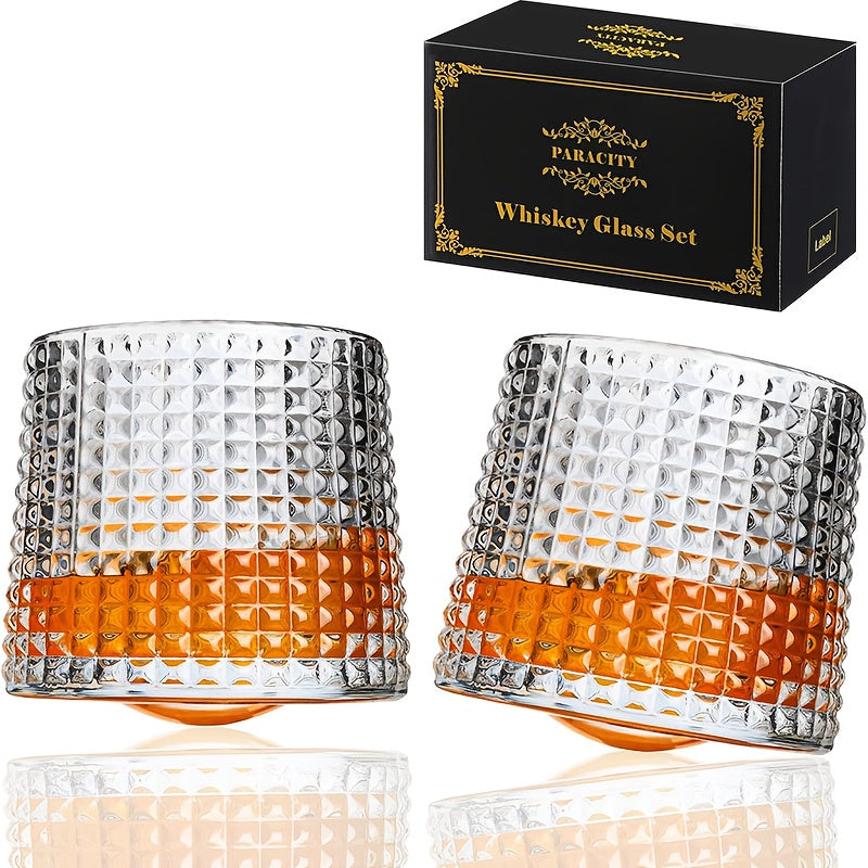 Spinning Whiskey Glasses Set Of 2, Bourbon Glass for Bars, Parties, And Homes, Gifts for Men