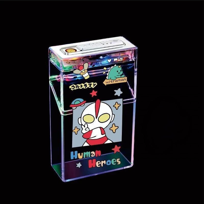 Creative personality transparent cigarette box charging lighter all-in-one cartoon kitty