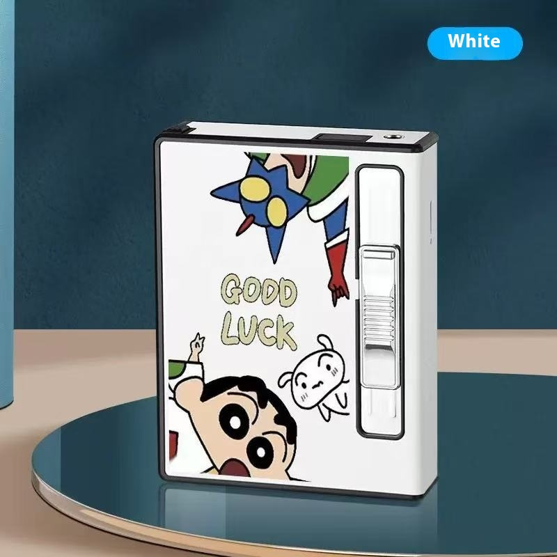 2-in-1 Cute Cartoon Rechargeable Cigarette Case with Lighter