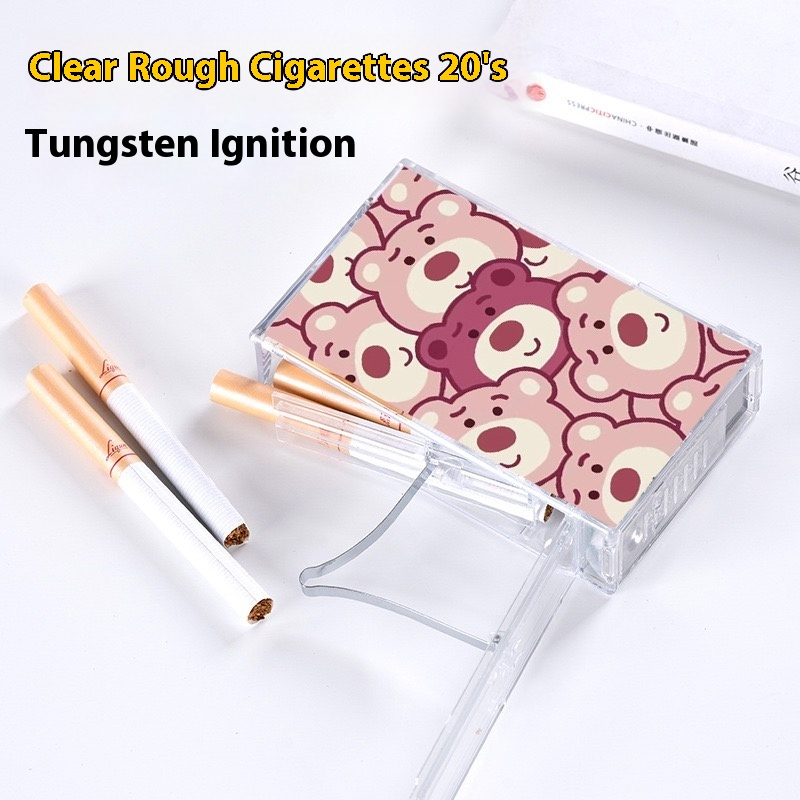 Cute cartoon-style rechargeable lighter and cigarette case combo, customizable with pictures.