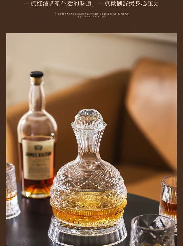 Luxury Crystal Decanter Set for Wine Lovers - Perfect Gift for Him/Her Elegant Crystal Decanter for Red Wine, Whisky & Bourbon - Home Bar Essential