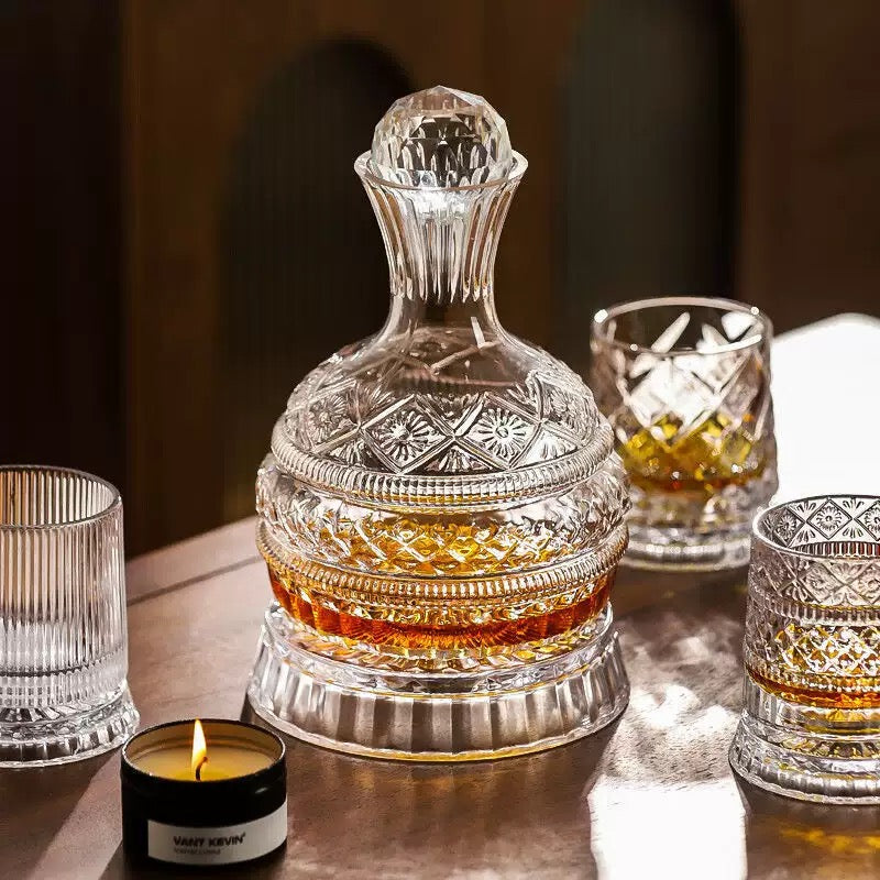 Luxury Crystal Decanter Set for Wine Lovers - Perfect Gift for Him/Her Elegant Crystal Decanter for Red Wine, Whisky & Bourbon - Home Bar Essential