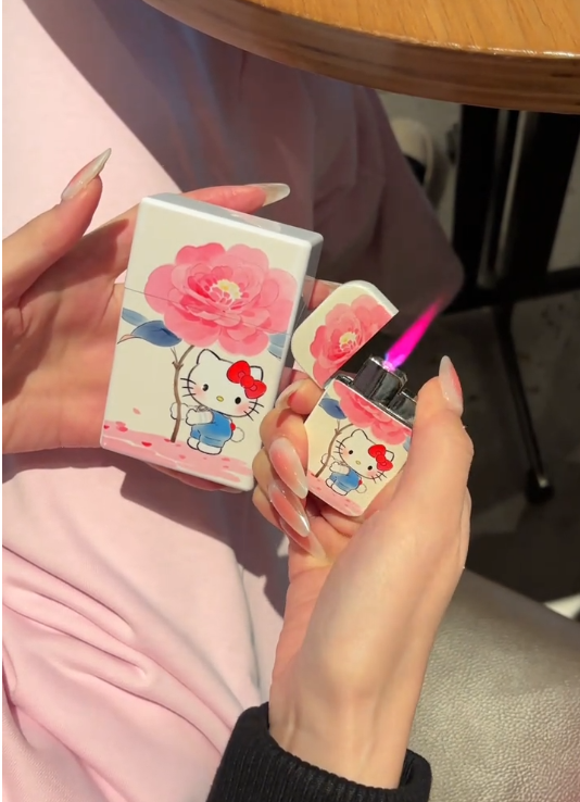 [Cute Cartoon Inflatable Lighter Kitty Windproof (Without Butane Gas)