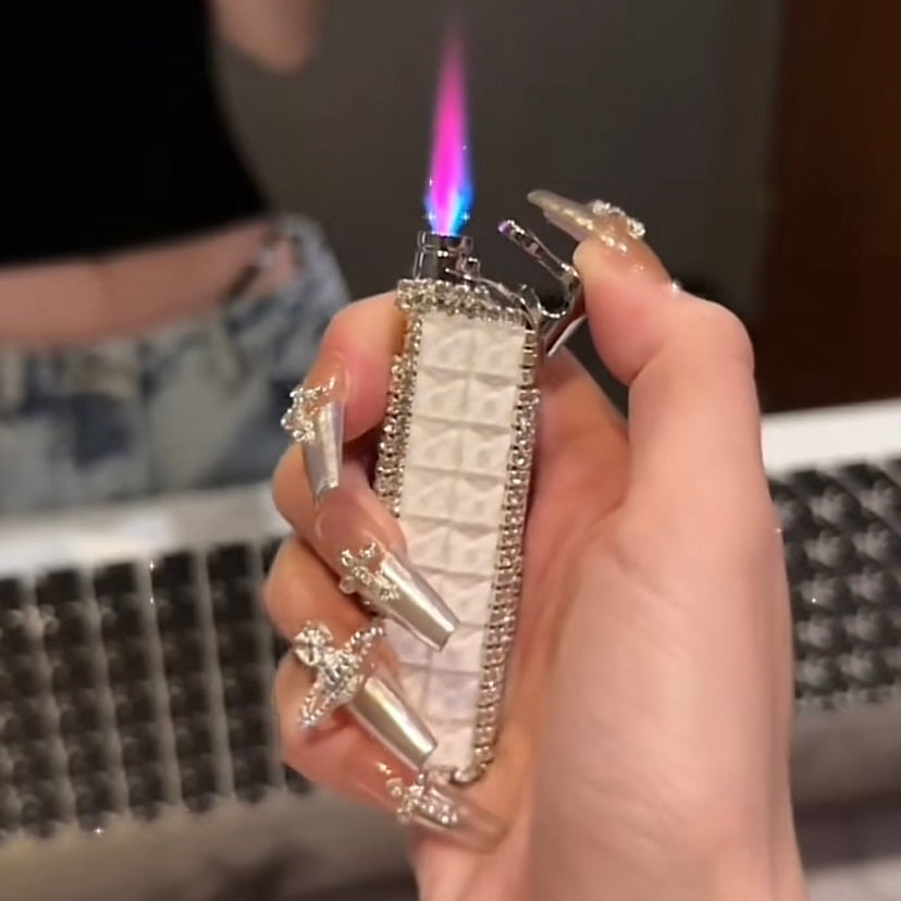 Artisan Crystal-Encrusted Lighter – Handmade  Gold Plated, Gift Box Included