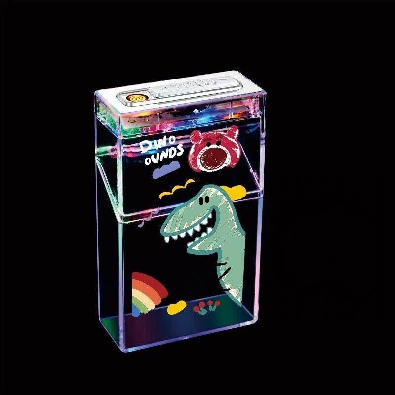 Creative personality transparent cigarette box charging lighter all-in-one cartoon kitty