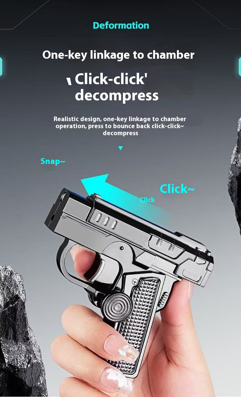 5-in-1 Multi-Function Gyro Lighter – Windproof, Refillable, Cool Spinning Top Flame