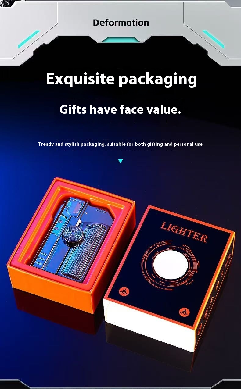 5-in-1 Multi-Function Gyro Lighter – Windproof, Refillable, Cool Spinning Top Flame