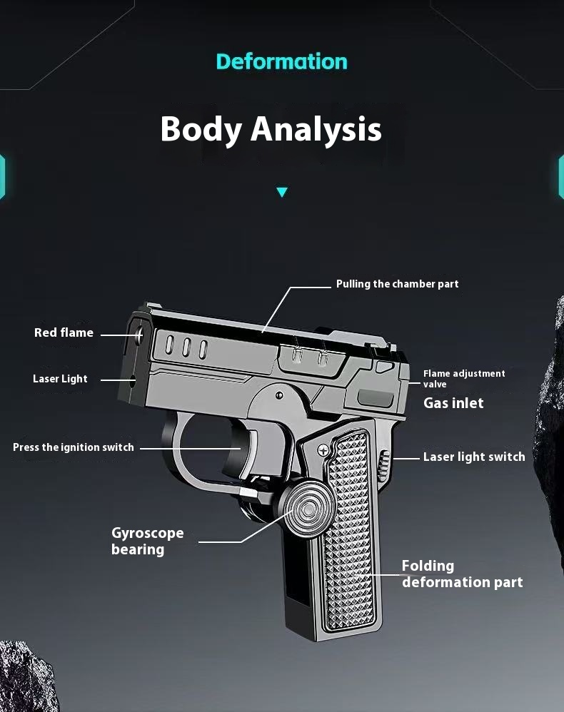 5-in-1 Multi-Function Gyro Lighter – Windproof, Refillable, Cool Spinning Top Flame