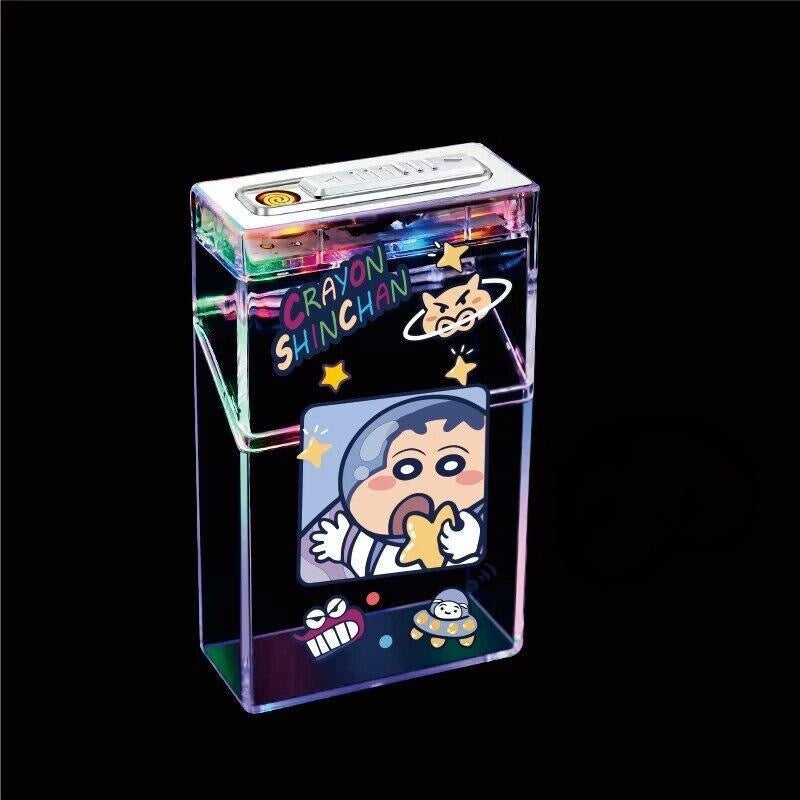 Creative personality transparent cigarette box charging lighter all-in-one cartoon kitty