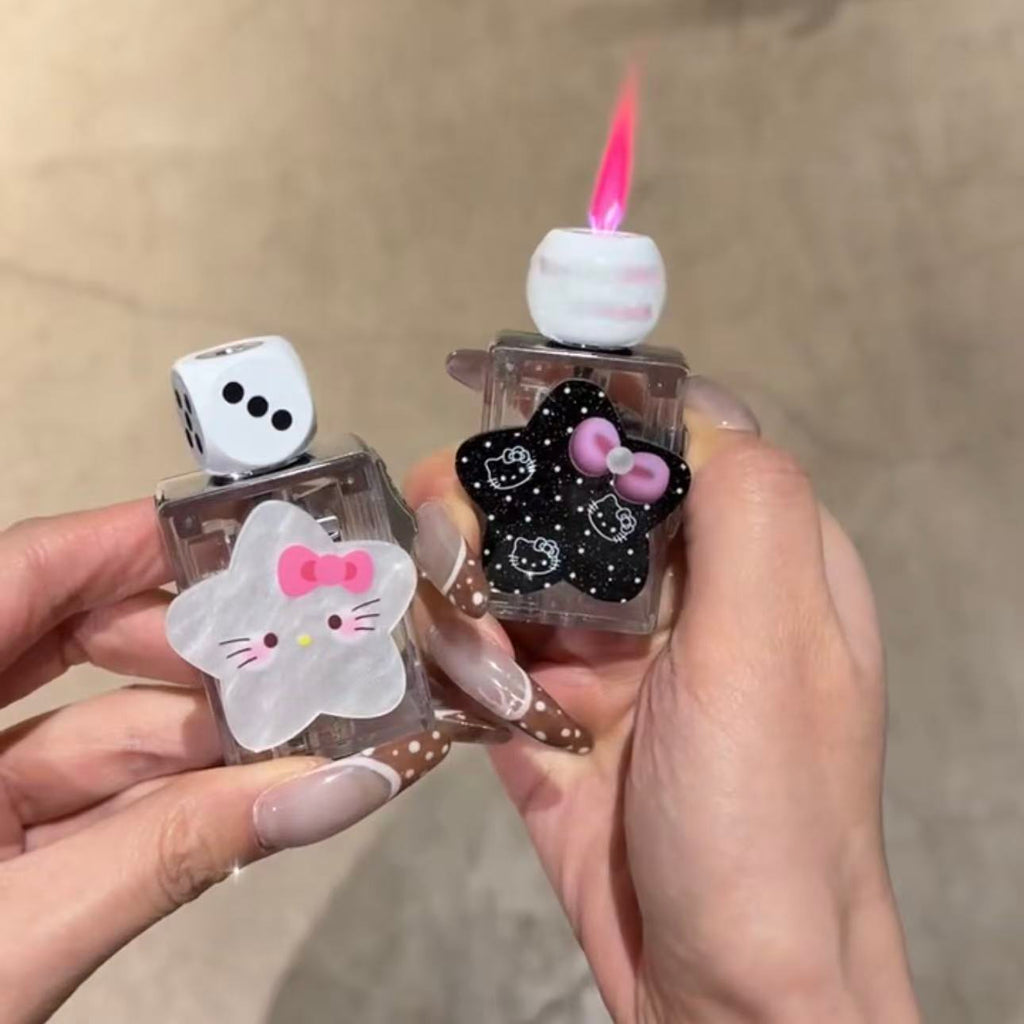 Cartoon-style Windproof Transparent Spinning Top Lighter