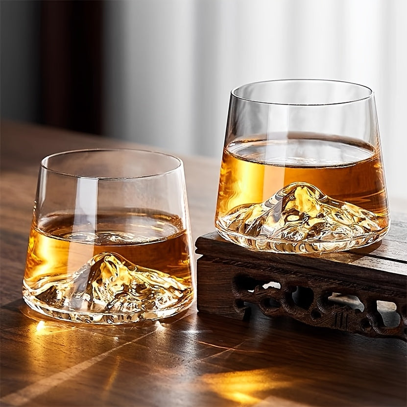 Crystal Glass Whiskey Cups Available in Sets of 6, 4, Or 2, Japanese-Style Liquor Glasses, Mount Fuji Cups, Iceberg Cups, Glass Cups Suitable for Vodka, Whiskey, Liqueurs, Tequila, Shochu, And Cocktails