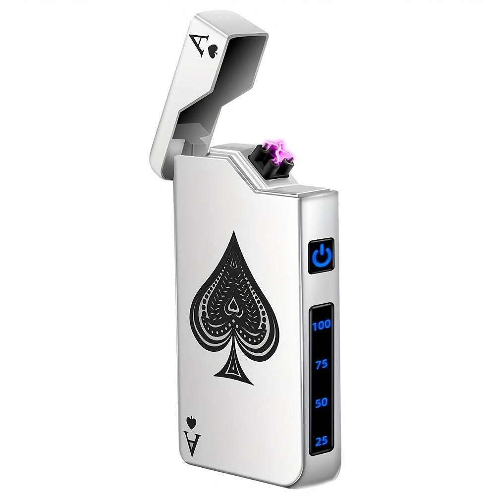A Black Spade Ace Patterned Electronic Lighter, Windproof Lighter, Outdoor Lighter, Home Lighter