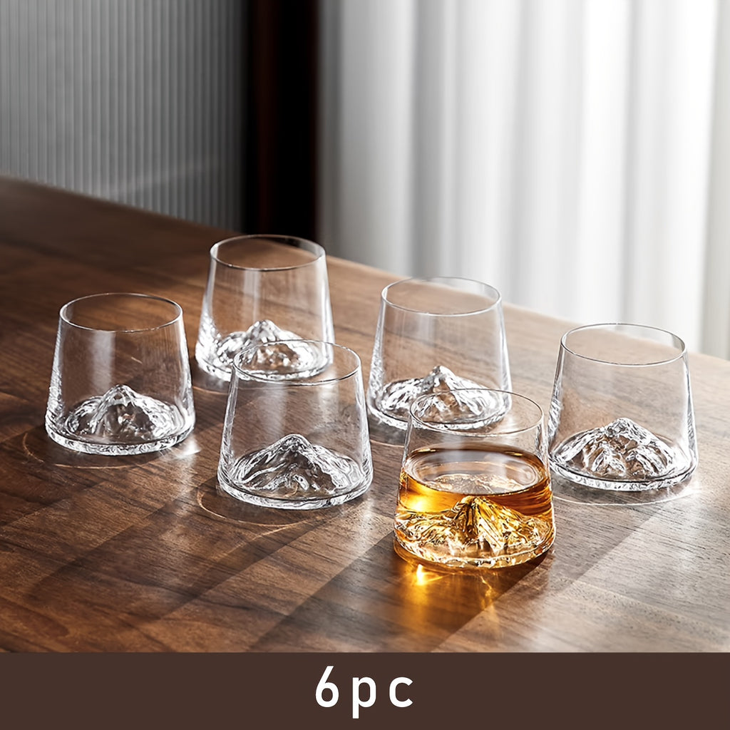 Crystal Glass Whiskey Cups Available in Sets of 6, 4, Or 2, Japanese-Style Liquor Glasses, Mount Fuji Cups, Iceberg Cups, Glass Cups Suitable for Vodka, Whiskey, Liqueurs, Tequila, Shochu, And Cocktails