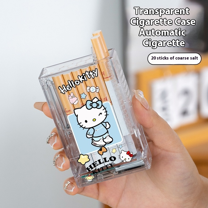 Cute cartoon-style rechargeable lighter and cigarette case combo, customizable with pictures.