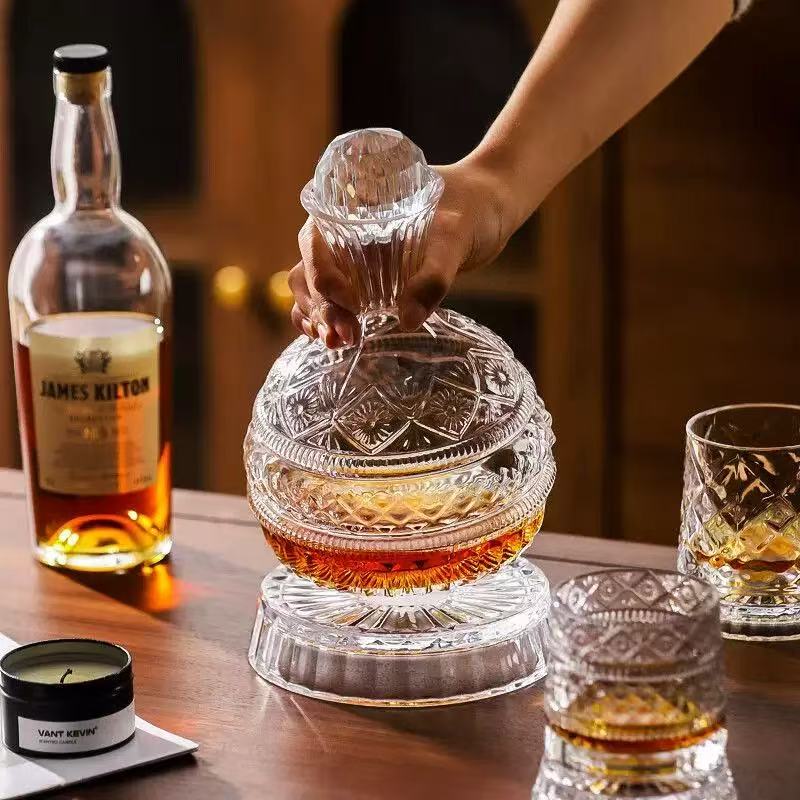 Luxury Crystal Decanter Set for Wine Lovers - Perfect Gift for Him/Her Elegant Crystal Decanter for Red Wine, Whisky & Bourbon - Home Bar Essential