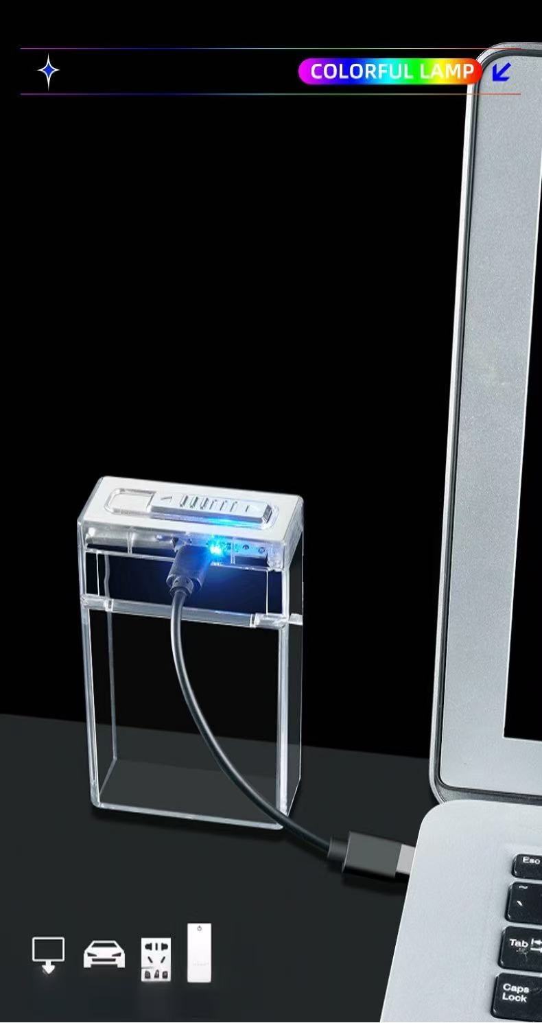 Creative personality transparent cigarette box charging lighter all-in-one cartoon kitty