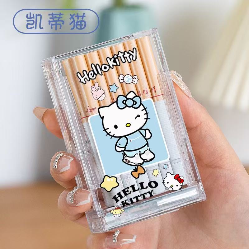 Cute cartoon-style rechargeable lighter and cigarette case combo, customizable with pictures.