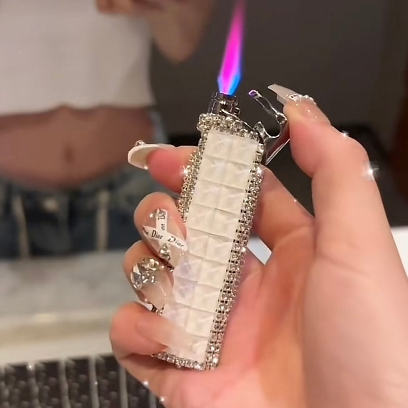 Artisan Crystal-Encrusted Lighter – Handmade  Gold Plated, Gift Box Included